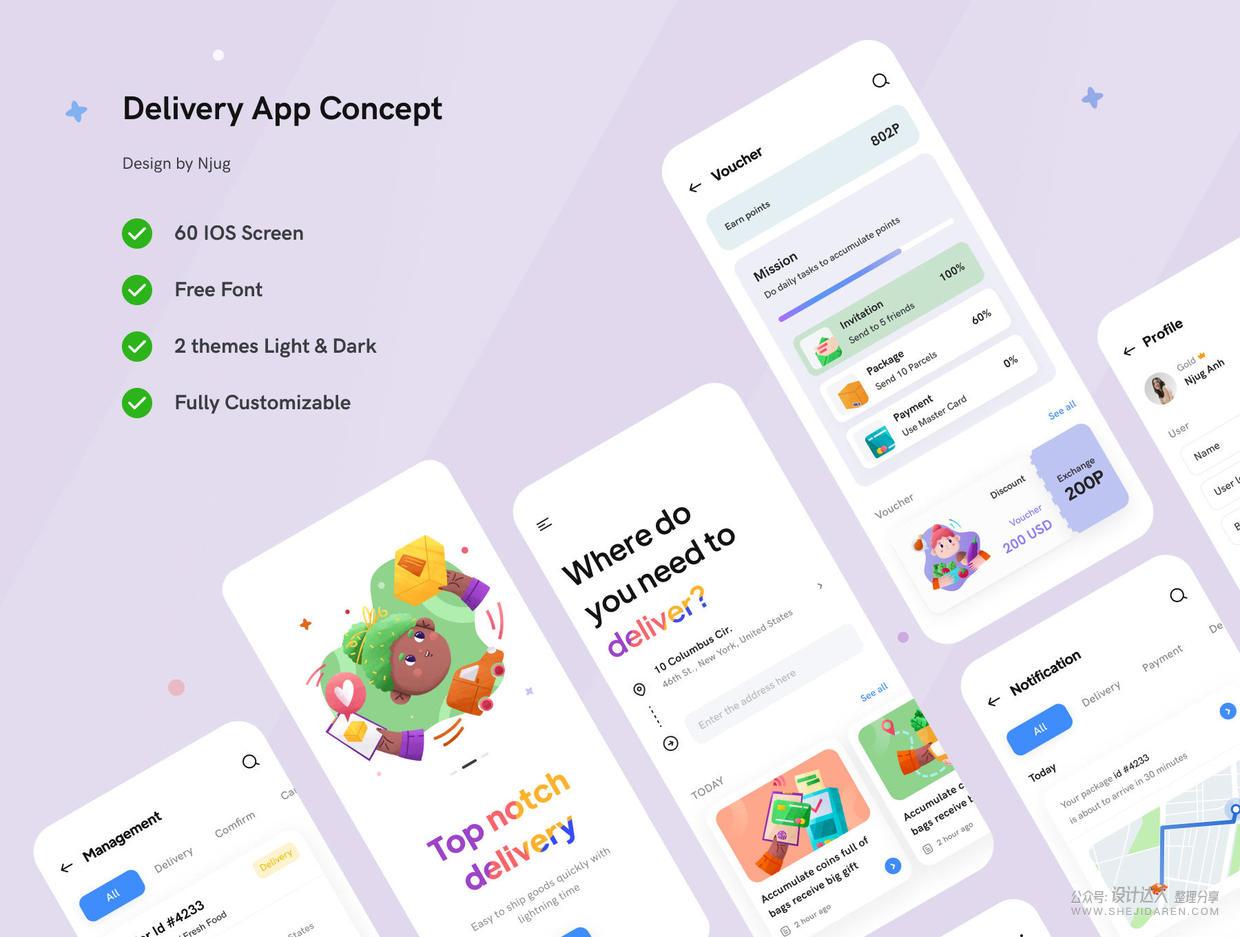 【853】快递/物流应用程序:iOS用户界面UI套件 【853】快递/物流应用程序:iOS用户界面UI套件