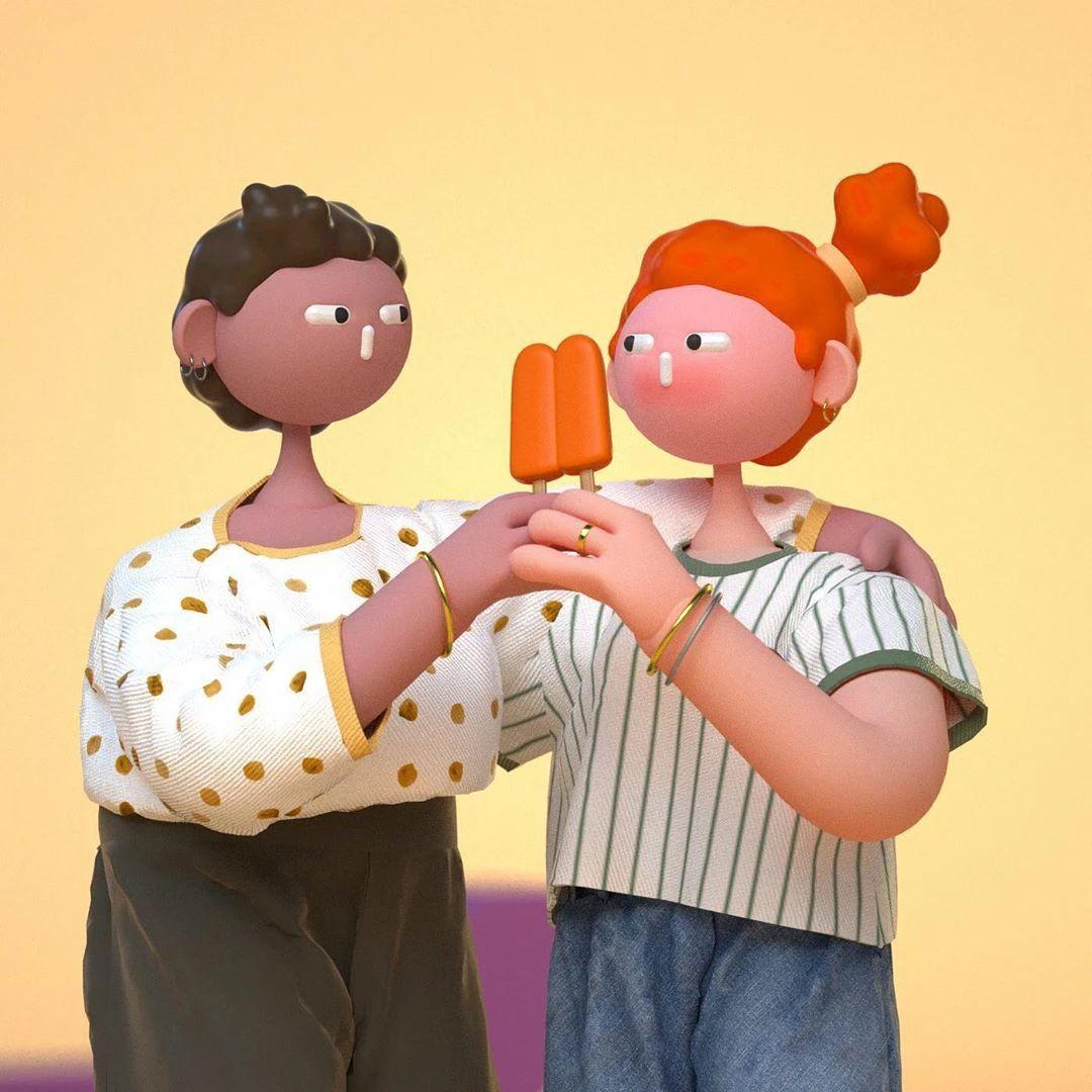 Cabeza Patata情侣设计师强强联手：女生平面插画，男生3D设计