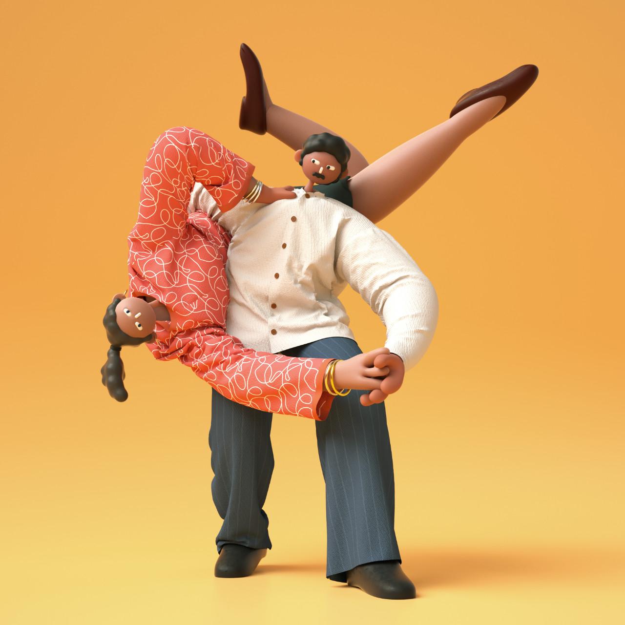 情侣设计师强强联手：女生平面插画，男生3D设计