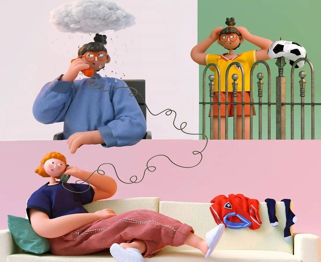 Cabeza Patata情侣设计师强强联手：女生平面插画，男生3D设计