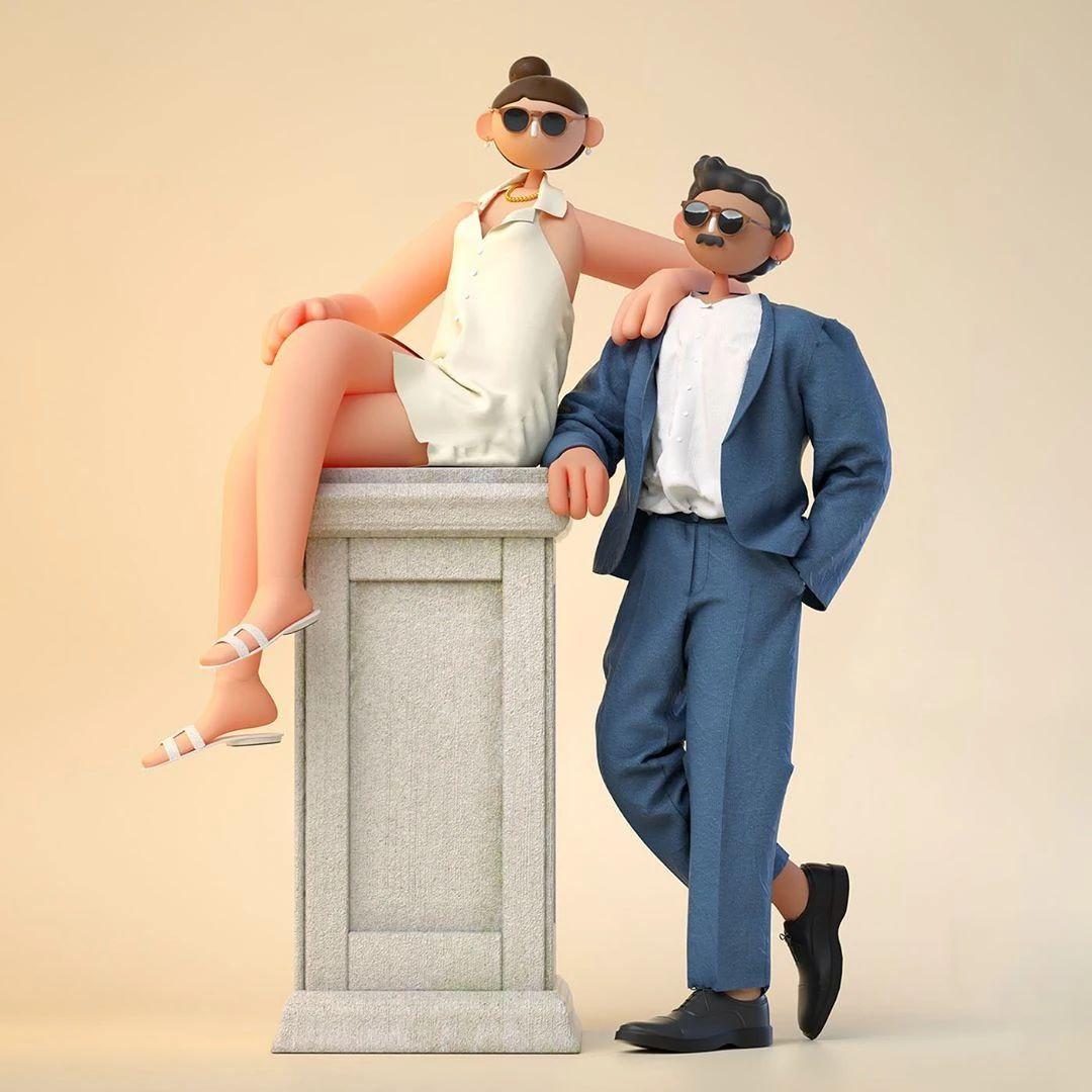 Cabeza Patata情侣设计师强强联手：女生平面插画，男生3D设计