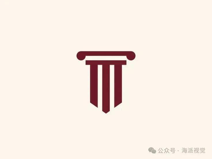 以罗马柱为主题的创意 logo 设计
