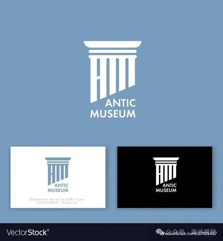 以罗马柱为主题的创意 logo 设计